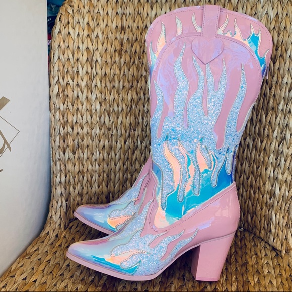 ✨New YRU Space CowGirl Pink Flame Boots - Picture 3 of 9